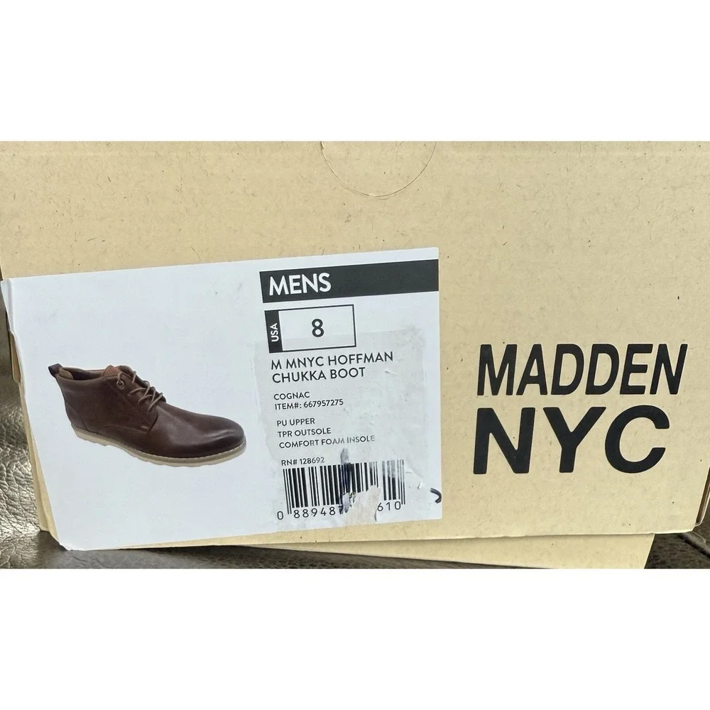 Madden NYC Hoffman Chukka Boot Lace Up Cognac‎ Mens Shoes Size 8 - New in Box